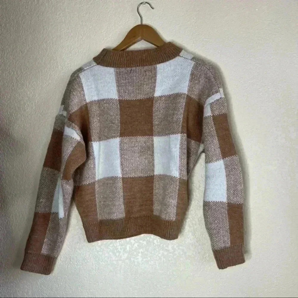 Blue b brown squares knit sweater size m/l - Picture 4 of 4